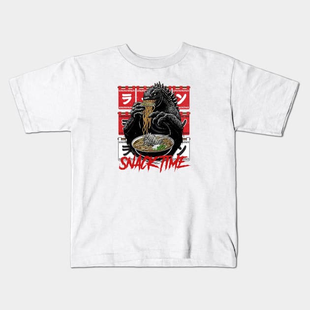 Godzilla Ramen Snacktime Kids T-Shirt by EdSan Designs